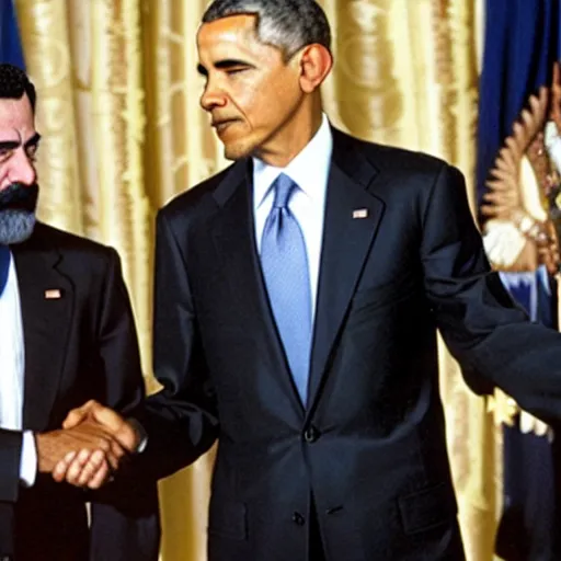 Image similar to obama shaking hands with saddam, getty images