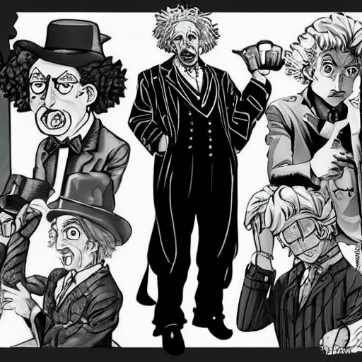 Image similar to einstein in style of jojos bizarre adventure