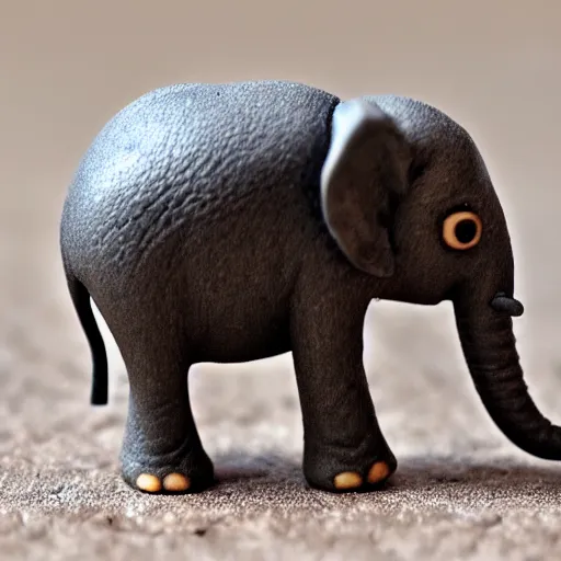 Prompt: a tiny minuscule elephant next to a human - n 9