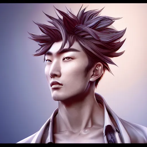 Image similar to a chinese immortal cultivator as an absurdly handsome, elegant, young anime man, ultrafine hyperrealistic detailed face illustration by kim jung gi, irakli nadar, intricate linework, sharp focus, bright colors, matte, final fantasy, unreal engine highly rendered, global illumination, radiant light, intricate environment