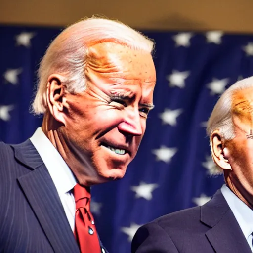 Image similar to A photo of joe biden teams up with a teenage joe biden, perfect faces, 50 mm, award winning photography