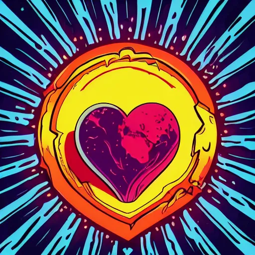 Image similar to 2 planet collapse particle fusion element macro cosmic heart art by butcher billy, sticker, colorful, illustration, highly detailed, simple, smooth and clean vector curves, no jagged lines, vector art, smooth