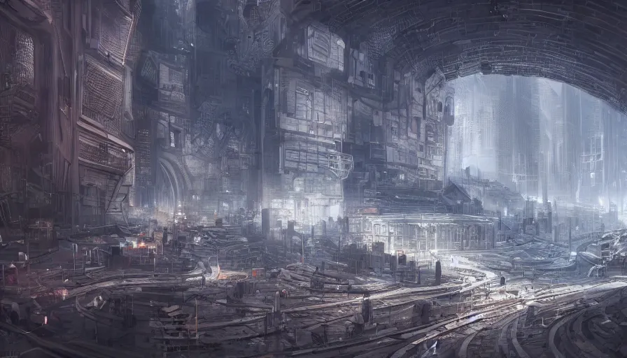 Image similar to underground huge city, hyperdetailed, artstation, cgsociety, 8k