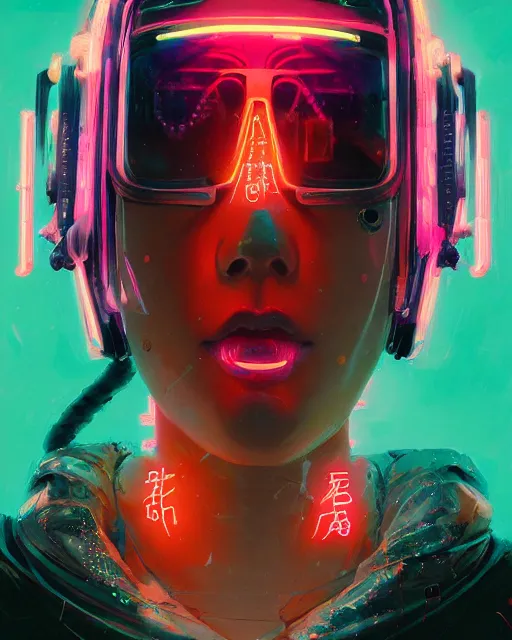 Image similar to detailed portrait neon operator woman, cyberpunk futuristic neon, reflective puffy coat, decorated with traditional japanese ornaments by ismail inceoglu dragan bibin hans thoma greg rutkowski alexandros pyromallis nekro rene maritte illustrated, perfect face, fine details, realistic shaded, fine - face, pretty face