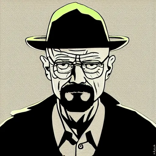 Prompt: walter white drawn by charles burns