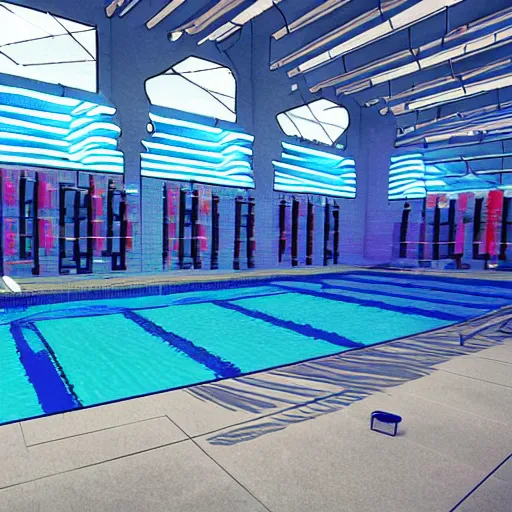 Prompt: cyberpunk swimming pool with nobody