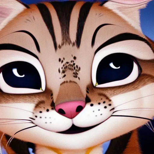 Prompt: a portrait of a girl tabby cat in zootopia (2016)