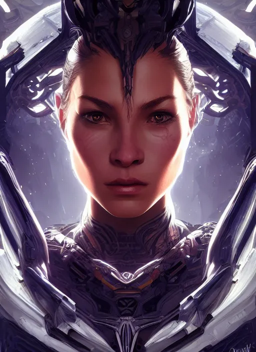 Image similar to symmetry!! portrait of obsidian alien in the style of horizon zero dawn, machine face, intricate, elegant, highly detailed, digital painting, artstation, concept art, smooth, sharp focus, illustration, art by artgerm and greg rutkowski and alphonse mucha, 8 k