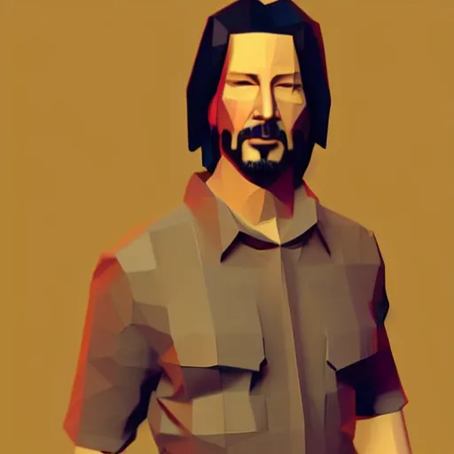 Prompt: low poly isometric render of Keanu Reeves