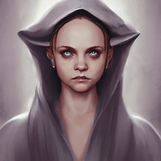 Image similar to young christina ricci as an elvish pope, digital illustration, by artgerm and greg rutkowski,