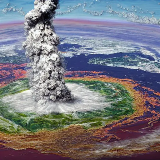 Prompt: oil well erupting and flooding the earth, 3 d art