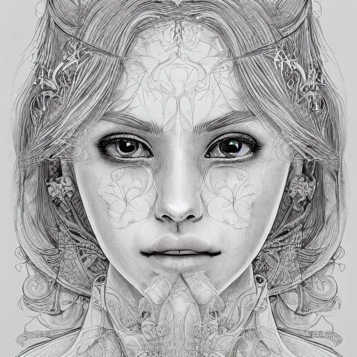 Image similar to a portrait of an incredibly beautiful, graceful, elegant, and sophisticated young blonde girl made of garlic, an ultrafine detailed illustration by james jean, intricate linework, bright colors, final fantasy, behance contest winner, vanitas, angular, altermodern, unreal engine 5 highly rendered, global illumination, radiant light, detailed and intricate environment