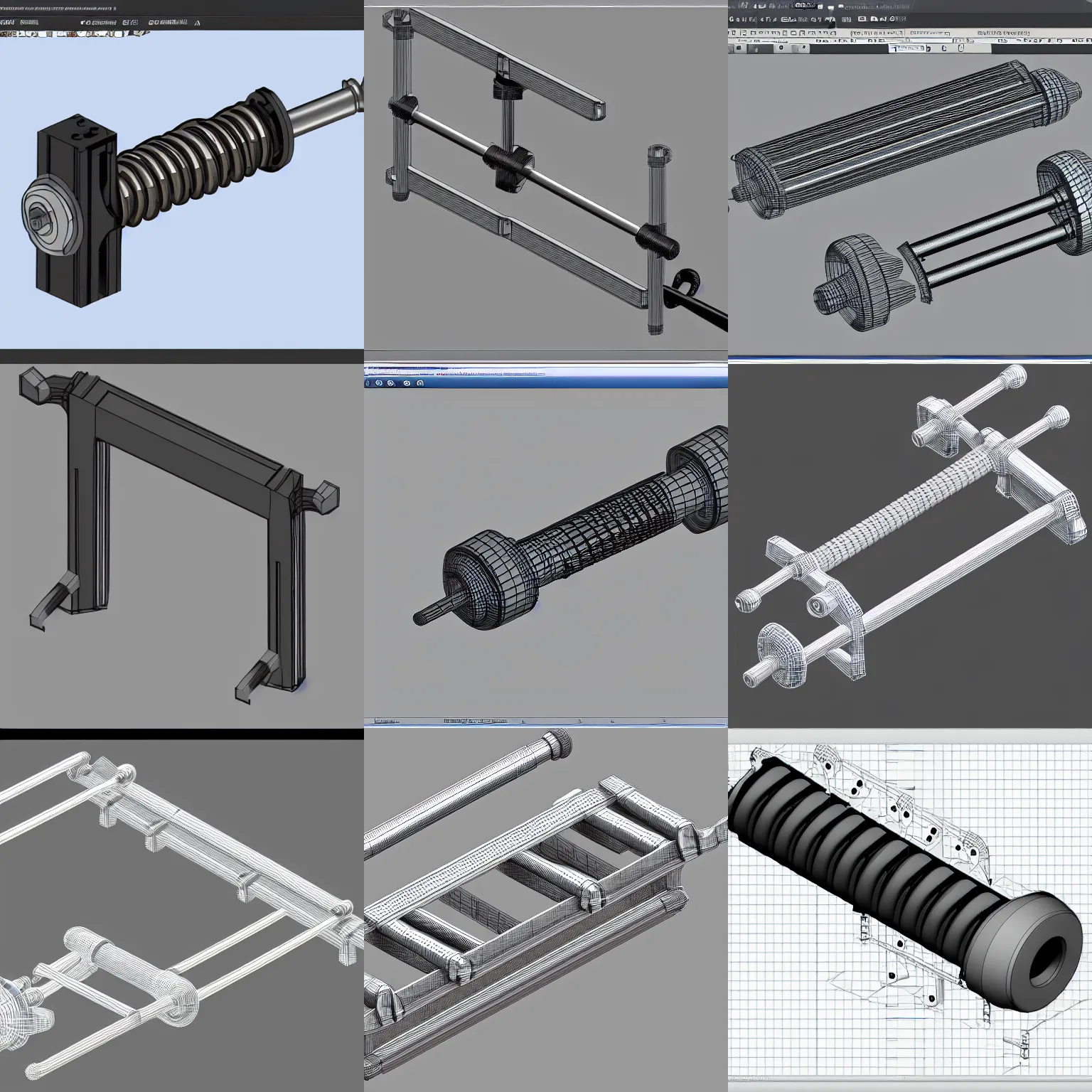 Prompt: 3D CAD model of a rack and pinion steering assembly