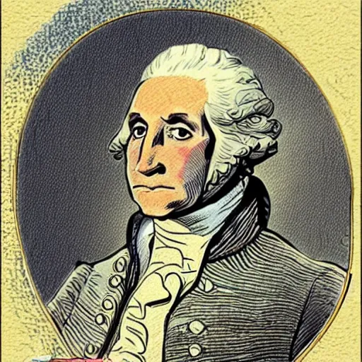 Prompt: george washington drawn in the style of a bad rob liefeld comic book character, 1 9 9 0 s comic style, odd body proportions