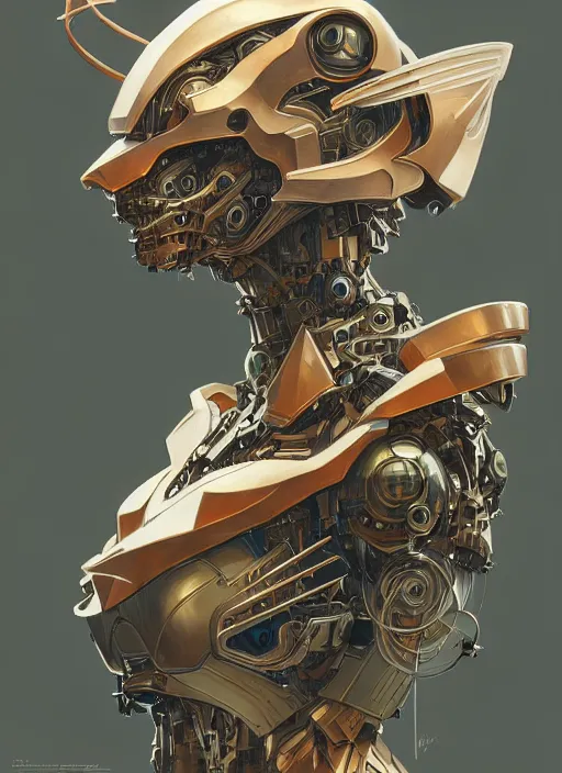 Image similar to portrait of anthropomorphic mecha - weaverbird fork - geographer, intricate, elegant, highly detailed animal monster, digital painting, artstation, concept art, smooth, sharp focus, illustration, art by artgerm and greg rutkowski and alphonse mucha, 8 k