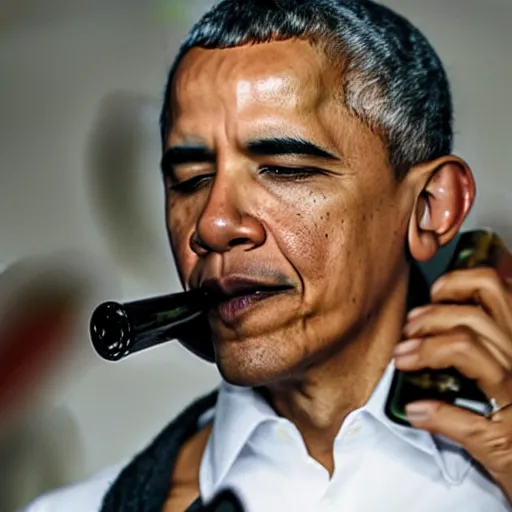 Image similar to barack obama chugging wine and smoking cigarettes