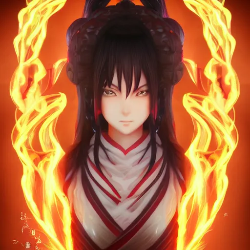 Image similar to portrait of nezha the god of flaming lotus, anime fantasy illustration by tomoyuki yamasaki, kyoto studio, madhouse, ufotable, square enix, cinematic lighting, trending on artstation