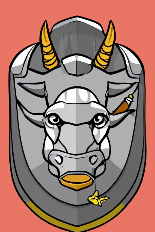 Image similar to Portrait of a bull in a medieval armor, knight, medieval, sticker, colorful, illustration, highly detailed, simple, smooth and clean vector curves, no jagged lines, vector art, smooth