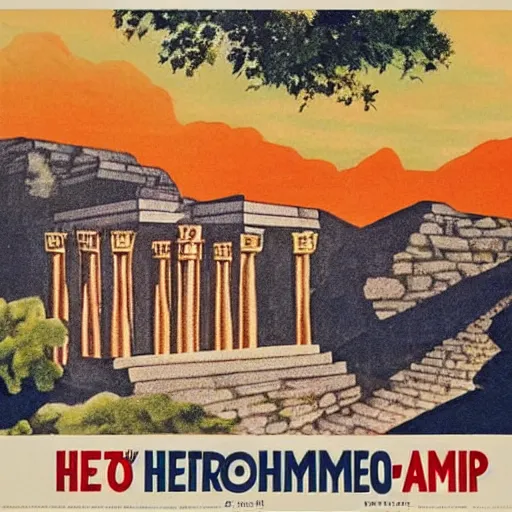 Image similar to 1940s travel poster illustration of Herod's Temple