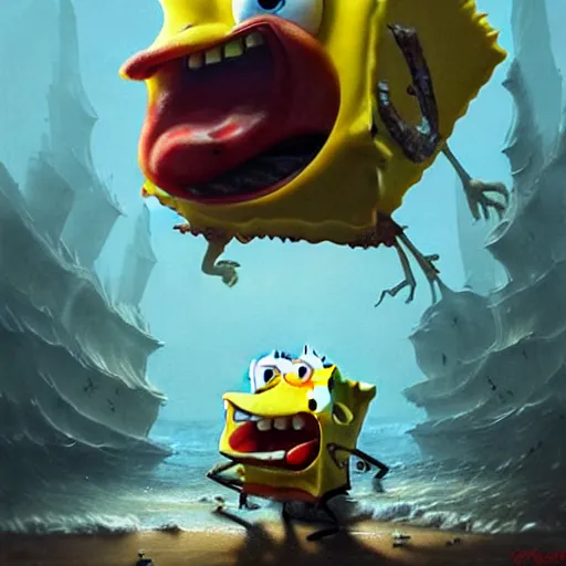 Image similar to spongebob nightmare fuel,digital art,ultra realistic,ultra detailed,art by greg rutkowski