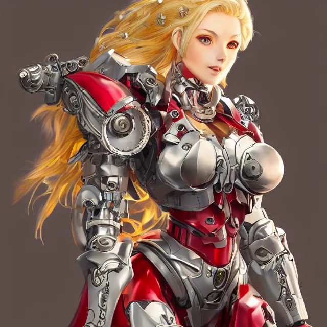 Prompt: studio portrait of lawful good colorful female holy mecha paladin absurdly beautiful, elegant, cute blonde gravure idol, ultrafine hyperrealistic detailed face illustration by kim jung gi, highly detailed faces, intricate linework, sharp focus, bright colors, matte, octopath traveler, unreal engine 5 highly rendered, global illumination, radiant light, intricate environment