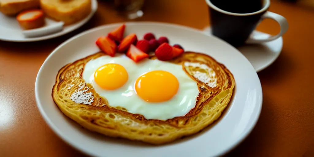 Image similar to photo of breakfast, close - up, low saturation, diffuse light