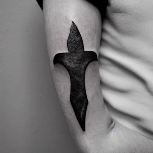 Image similar to tattoo of a small abstract axe on the forearm