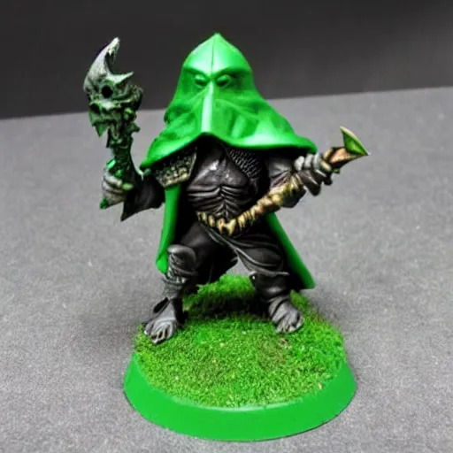 Image similar to night goblin wearing pointy hoods, warhammer fantasy, green skin