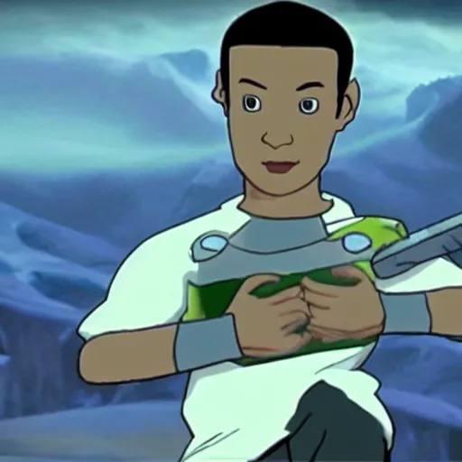 Image similar to a screenshot of mark zuckerberg in the tv show avatar the last airbender