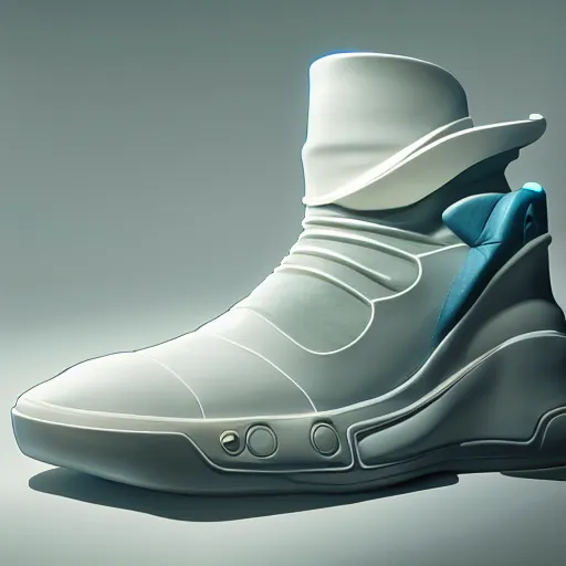 Image similar to futuristic balenciaga sneakers by james jean, subsurface scattering, highly detailed, rim light, art, cinematic lighting, very coherent, hyper realism, high detail, 8 k