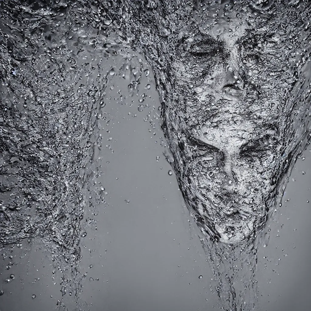 Prompt: abstract net of water covering a face, extreme detail, studio photgraph, 4k