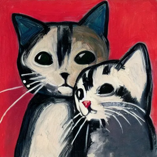 Prompt: cute cats by Frank Auerbach