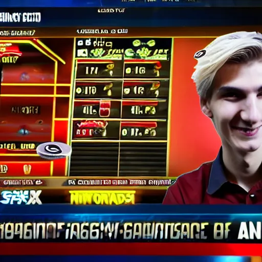 Image similar to handsome xqc gambling : : realistic : : 1 dslr : : 1 - - quality 2