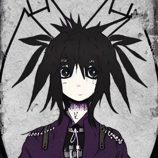 Image similar to punk astral, profile picture, grunge fashion, reflection, cute artwork, inspired by made in abyss, gothic style