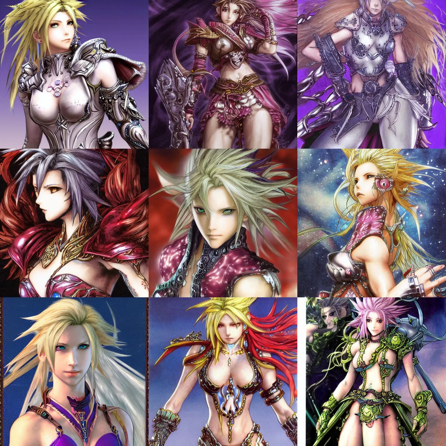 Prompt: terra from final fantasy six casting firaga in the artstyle of Yoshitaka Amano, high detail, high fantasy, vibrant,