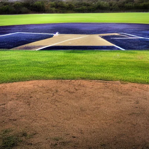 Image similar to deserted baseball field before a storm