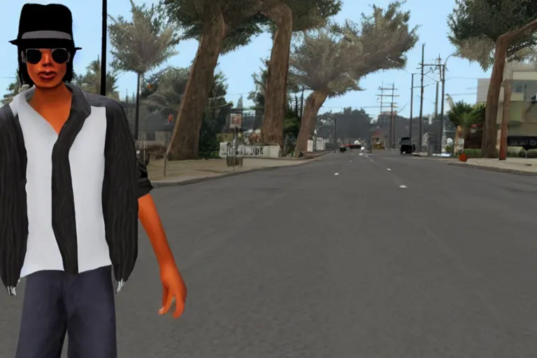 Image similar to Michael Jackson in GTA SA Vinewood screenshot