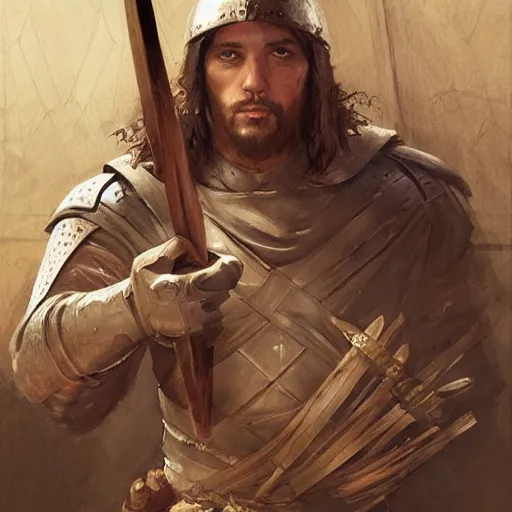 Prompt: Portrait of a medieval fighter with a spear, 14th century, d&d, character, marvel comics, dark, intricate, highly detailed, smooth, artstation, digital illustration by Ruan Jia and Mandy Jurgens and Artgerm and Wayne Barlowe and Greg Rutkowski and Frank Frazetta