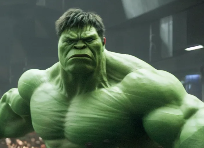 Image similar to film still of Hulk going bowling in Avengers Endgame, 4k