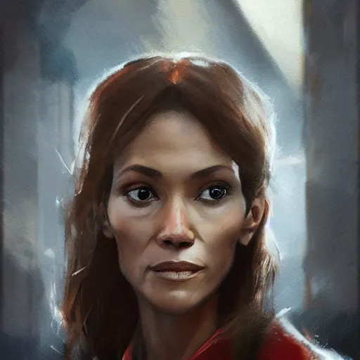 Prompt: maci holloway in a political meeting, first woman elected as president in usa, cold but beautiful, about 3 5 years old, highly detailed, mix of halle berry and julia roberts, gong li, olga kurylenko, artstation hd, deviantart, by artgem, greg rutkowski
