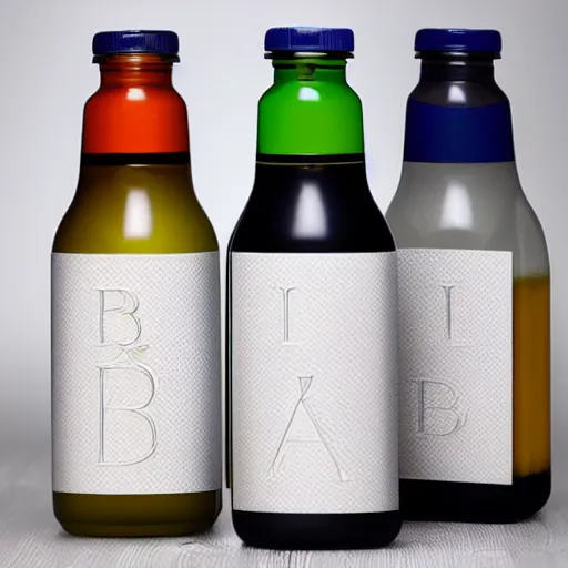 Prompt: A bottle of juice with the letter B printed on it, product photo, studio lighting