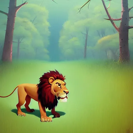Image similar to goro fujita ilustration a lion walking in the forest, painting by goro fujita, sharp focus, highly detailed, artstation