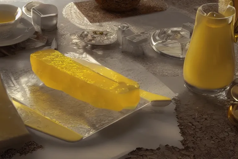 Image similar to Hyperrealism, SA world made of jelly and custard, ray tracing, intricate details, 4k detail post processing, ultra detailed, cinematic