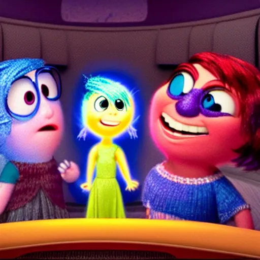 Prompt: A scene from Inside Out where Joy and Sadness are falling through the memory dump, colorful, dynamic, Pixar, illustrative, details, sharp focus, by Del Alberte and Mark Walsh