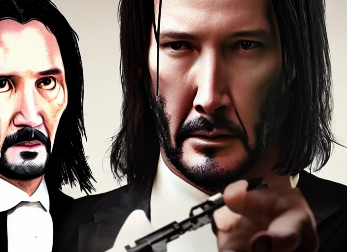 Prompt: genderswapped john wick, award winning shot, close up, action movie