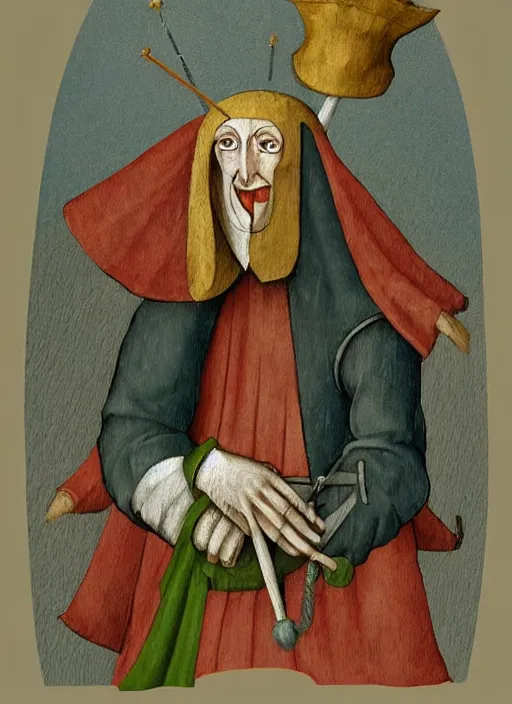 Image similar to medieval court jester painted by hieronymus bosch, detailed digital art, trending on Artstation