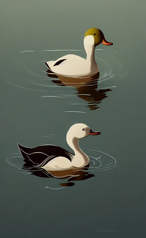 Image similar to a cute duck in a scenic river environment by Atey Ghailan