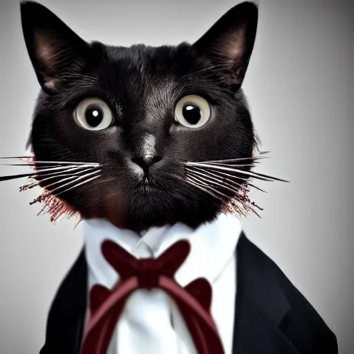 Image similar to cat wearing a suit with a cigar on his mouth