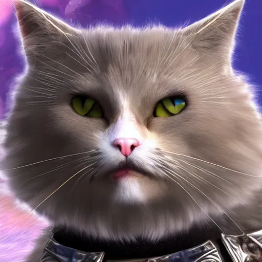 Prompt: Cat Ninja realistic 4k athmospheric ultra HD very fluffy with plate armor