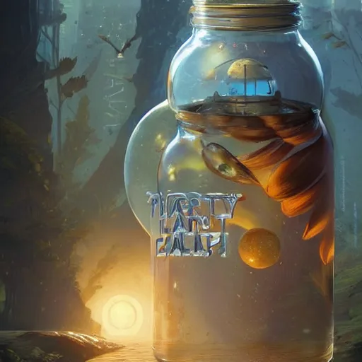 Prompt: planet earth in a bottled jar, highly detailed, digital painting, artstation, concept art, smooth, sharp focus, illustration, cinematic lighting, art by artgerm and greg rutkowski and alphonse mucha